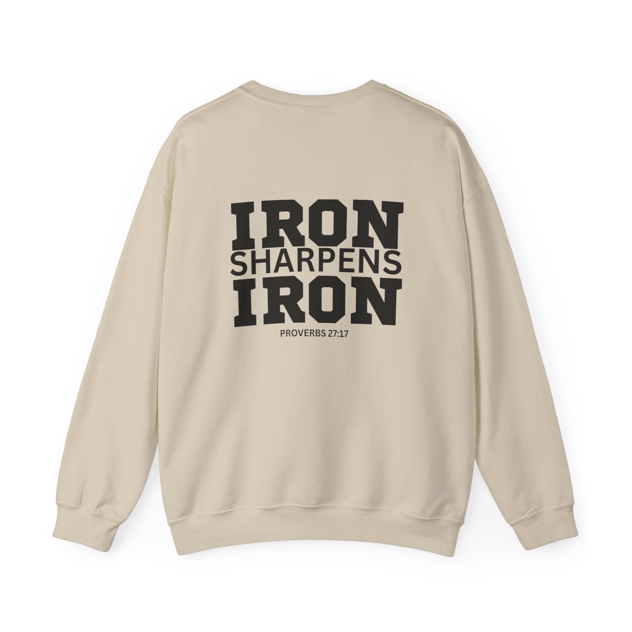 Iron Sharpens Iron - Unisex Heavy Blend™ Crewneck Sweatshirt - Front Black Logo - Front & Back Print