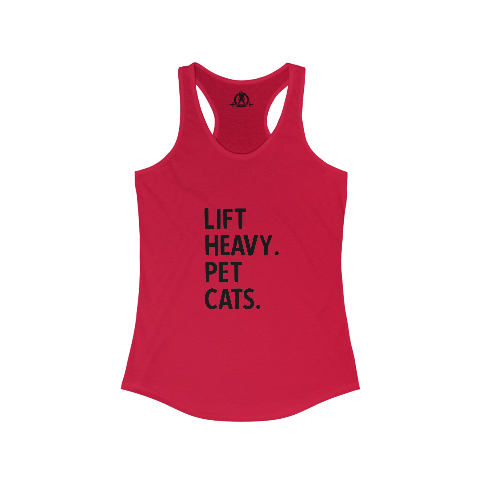 Lift Heavy Pet Cats - Women's Ideal Racerback Tank - Front Logo and Small Back Logo