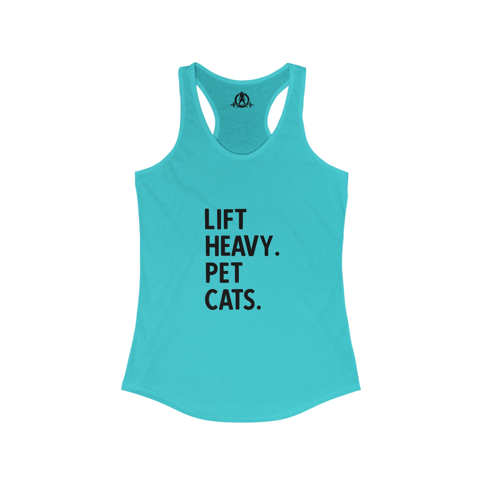 Lift Heavy Pet Cats - Women's Ideal Racerback Tank - Front Logo and Small Back Logo