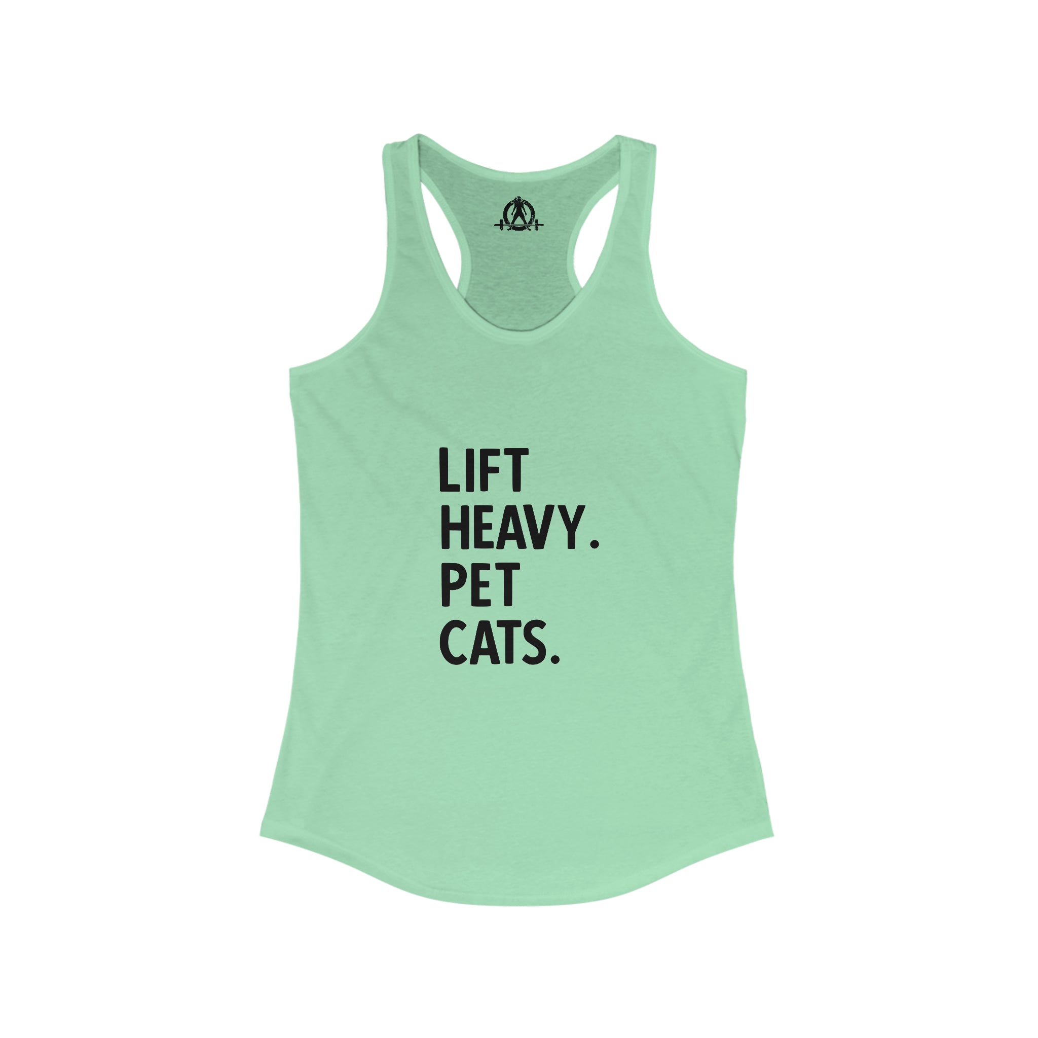 Lift Heavy Pet Cats - Women's Ideal Racerback Tank - Front Logo and Small Back Logo