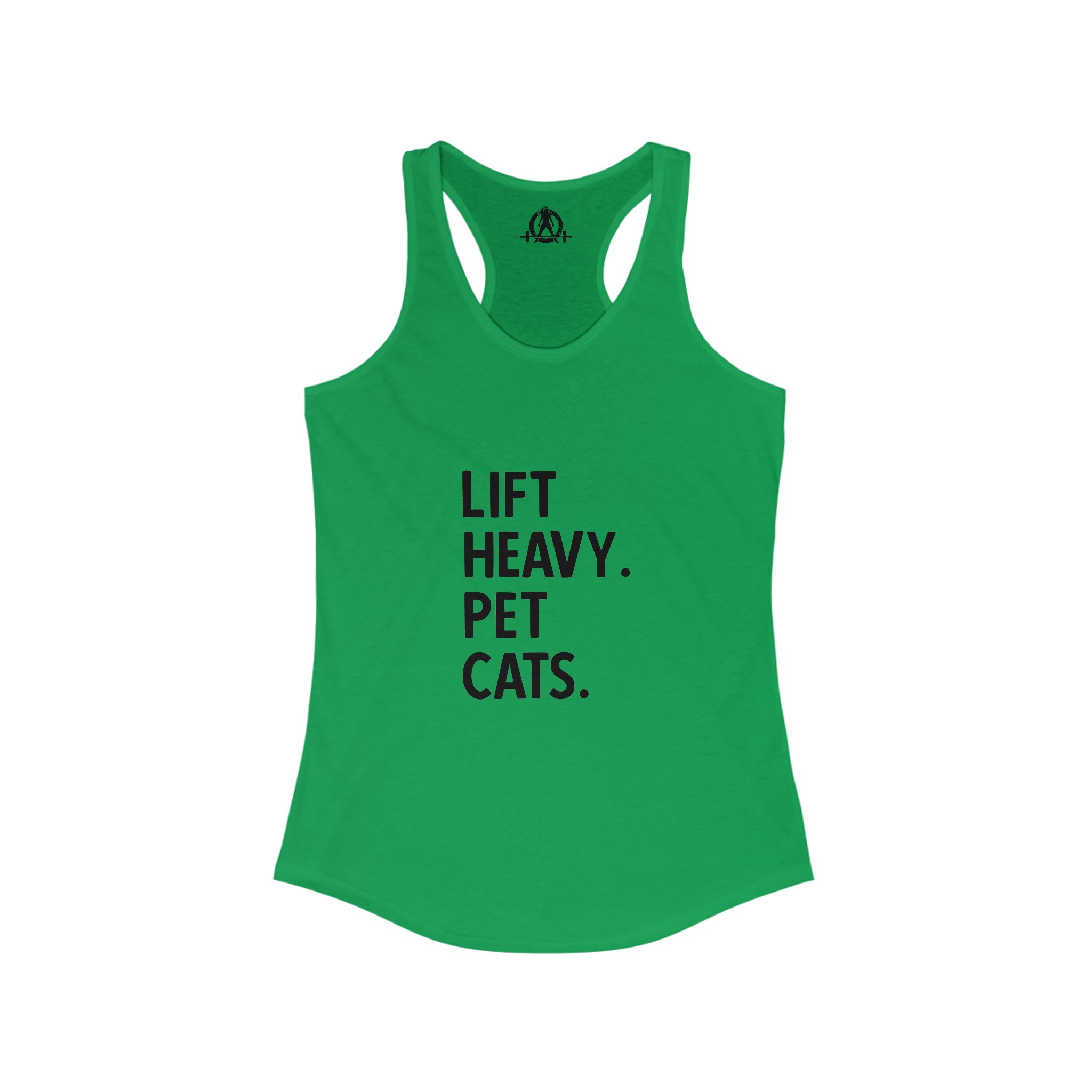 Lift Heavy Pet Cats - Women's Ideal Racerback Tank - Front Logo and Small Back Logo