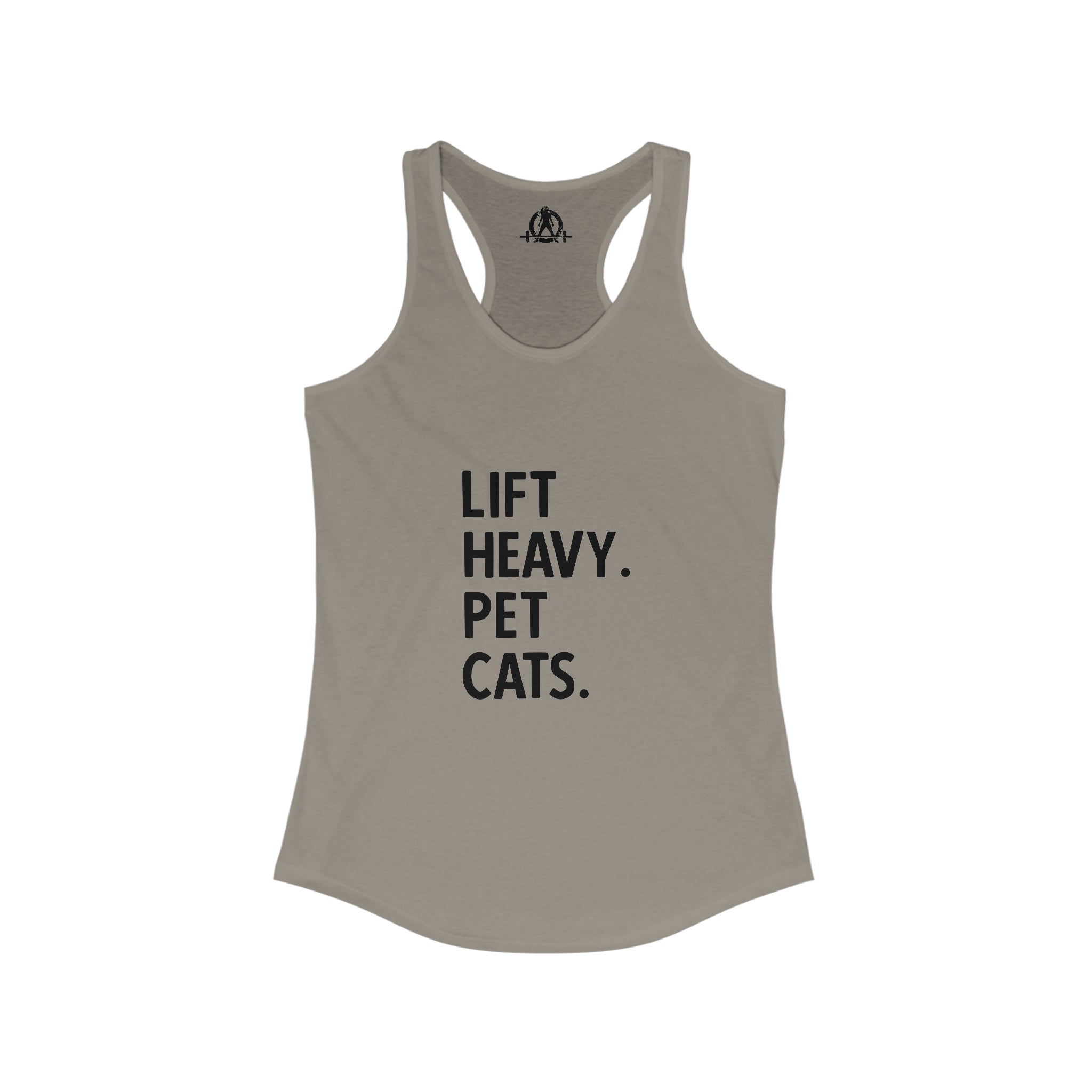 Lift Heavy Pet Cats - Women's Ideal Racerback Tank - Front Logo and Small Back Logo