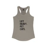 Lift Heavy Pet Cats - Women's Ideal Racerback Tank - Front Logo and Small Back Logo