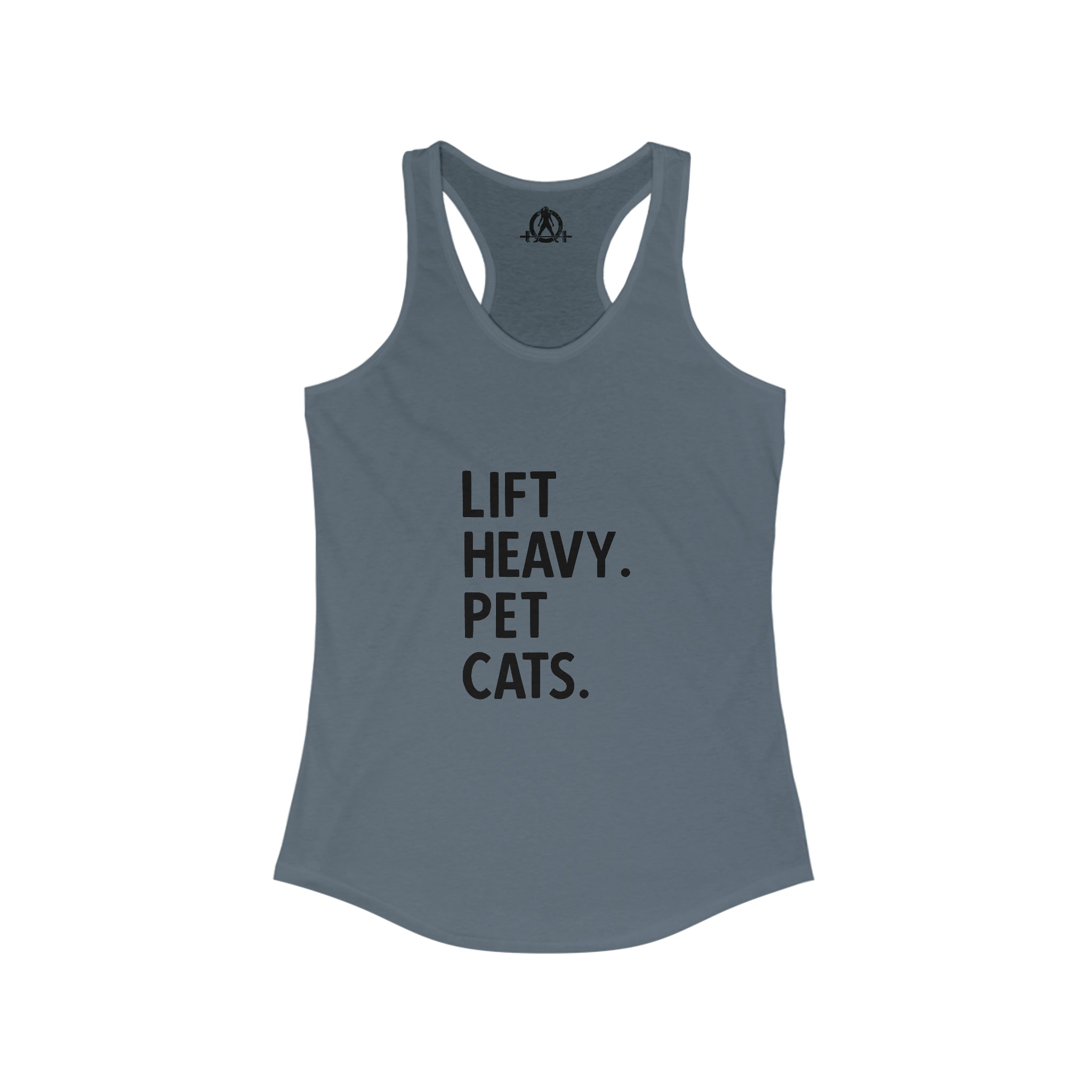 Lift Heavy Pet Cats - Women's Ideal Racerback Tank - Front Logo and Small Back Logo