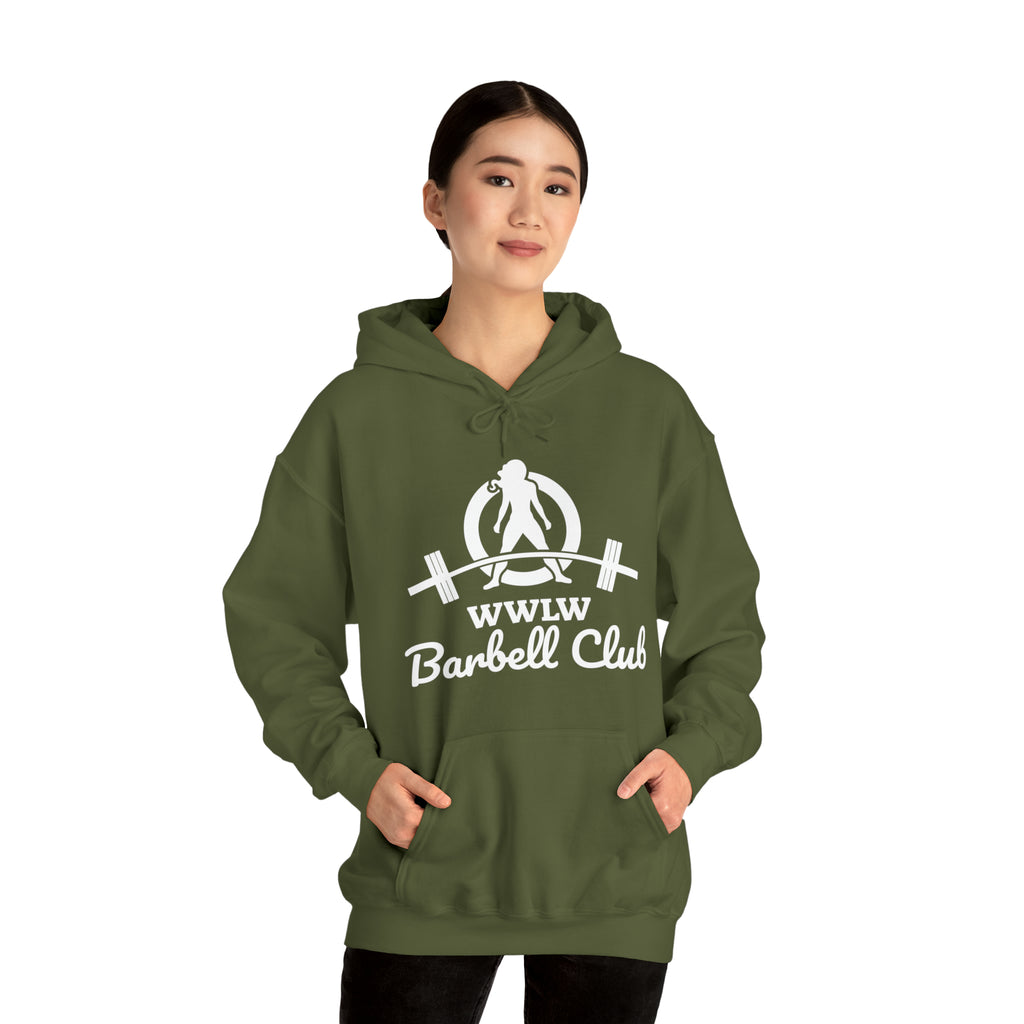 Barbell Club Classic Logo White - Unisex Heavy Blend Hooded Sweatshirt (BEST SELLER)