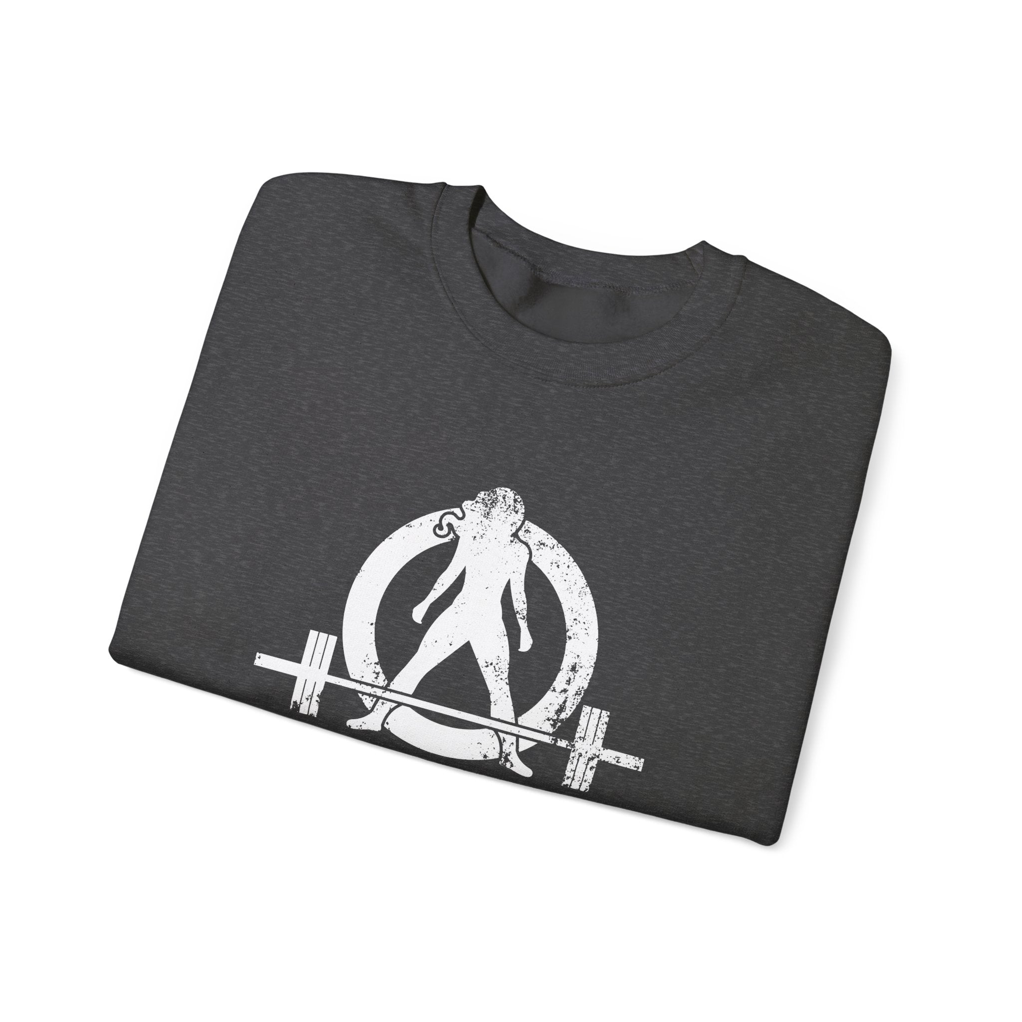 I DON’T WANT TO LOOK SKINNY I WANT TO LOOK LIKE I CAN KICK YOUR ASS - Unisex Heavy Blend™ Crewneck Sweatshirt - Distressed White Logo
