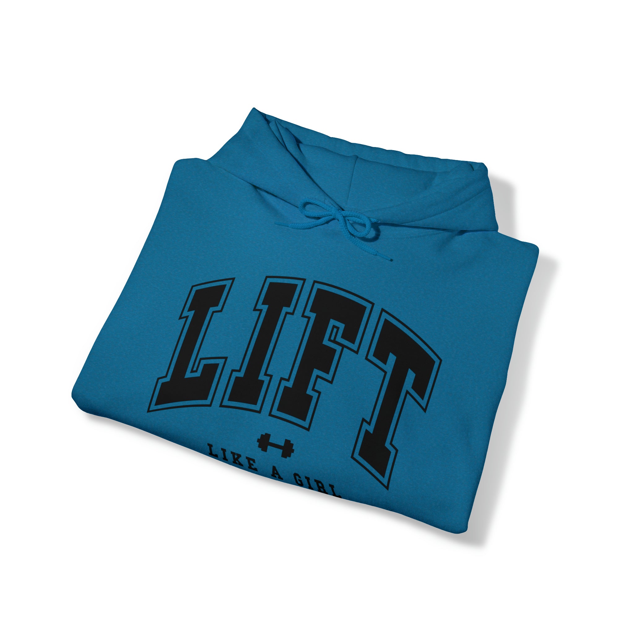 Lift Like.A Girl - Unisex Heavy Blend Hooded Sweatshirt - Black Logo on Front & Right Sleeve