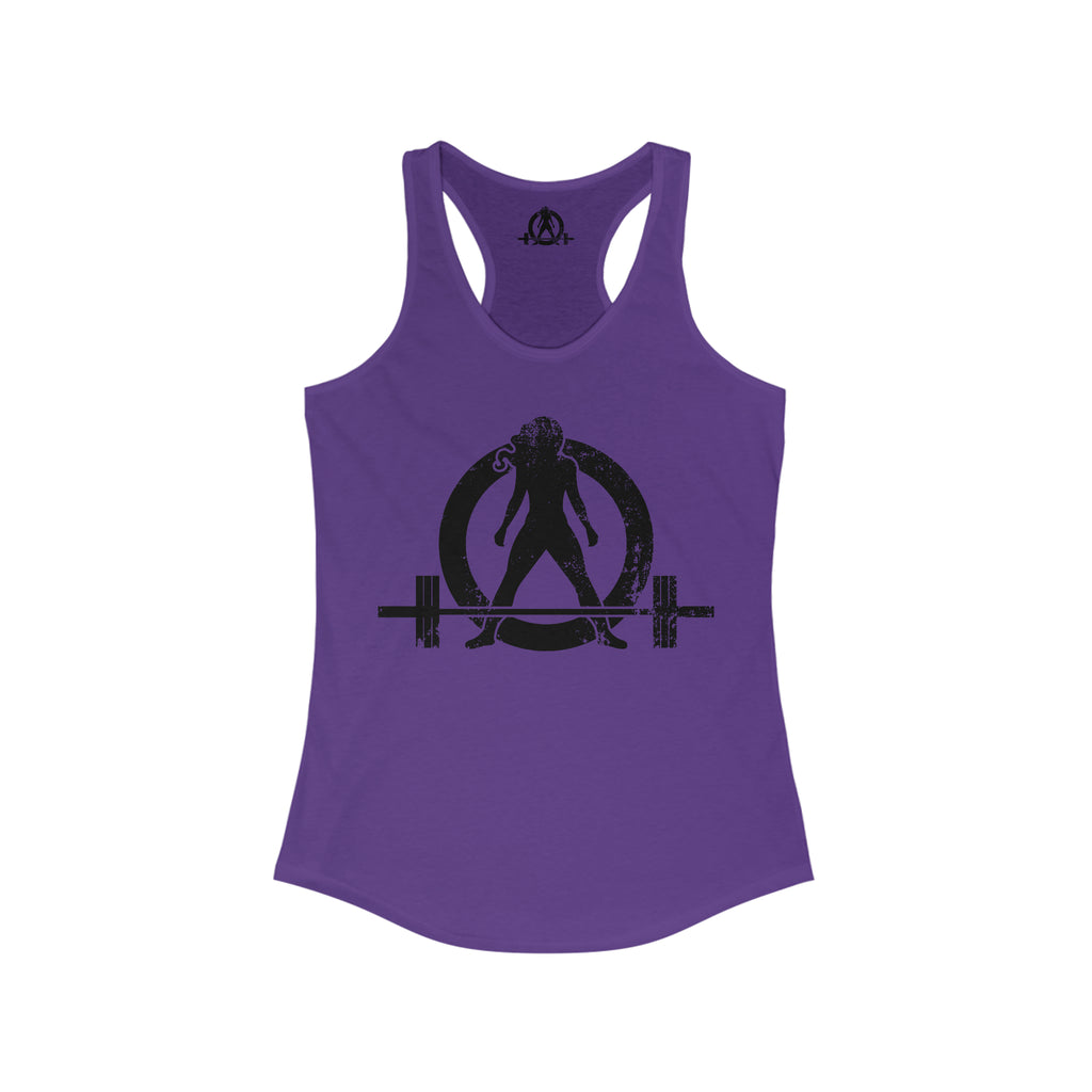 Good Girls Tone, Bad Girls Deadlift - Women's Ideal Racerback Tank - Distressed Dark Logo