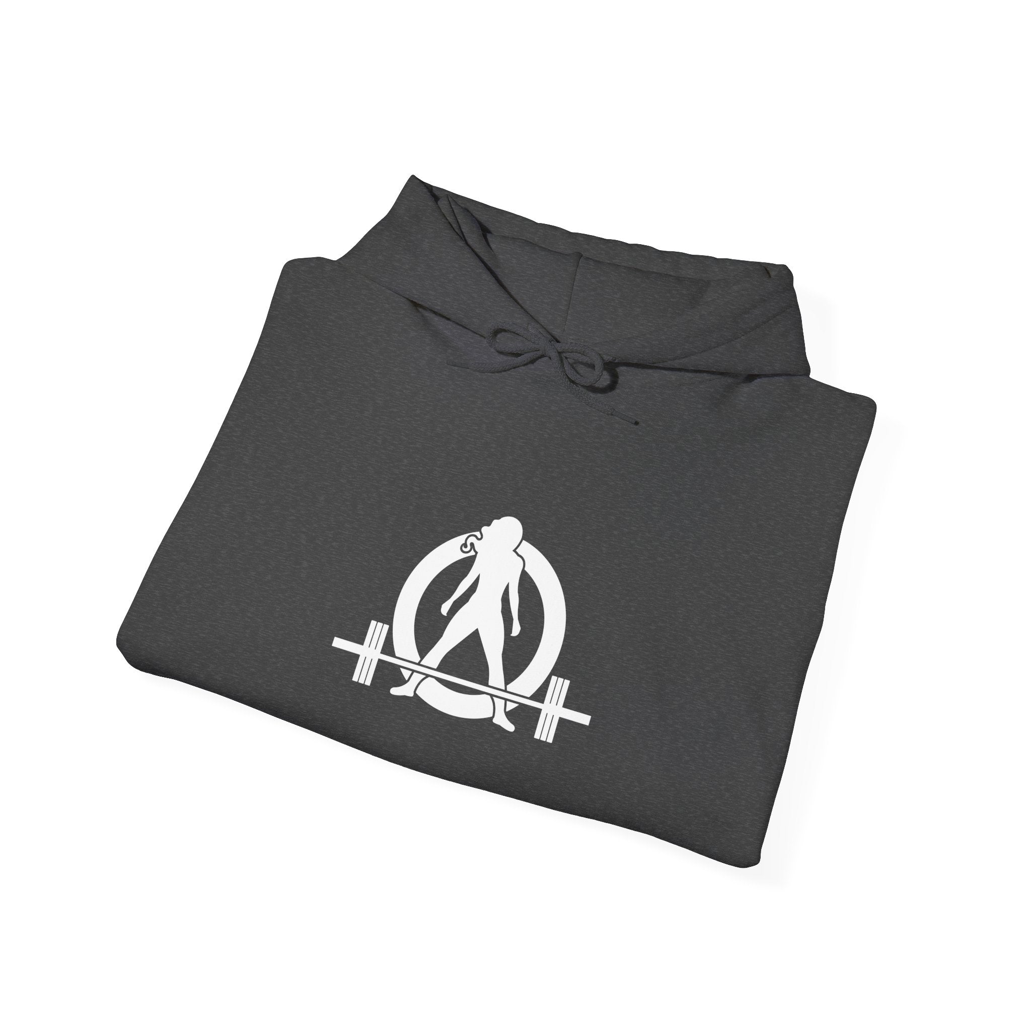 COFFEE and a Barbell - Unisex Heavy Blend Hooded Sweatshirt - Dark Logo