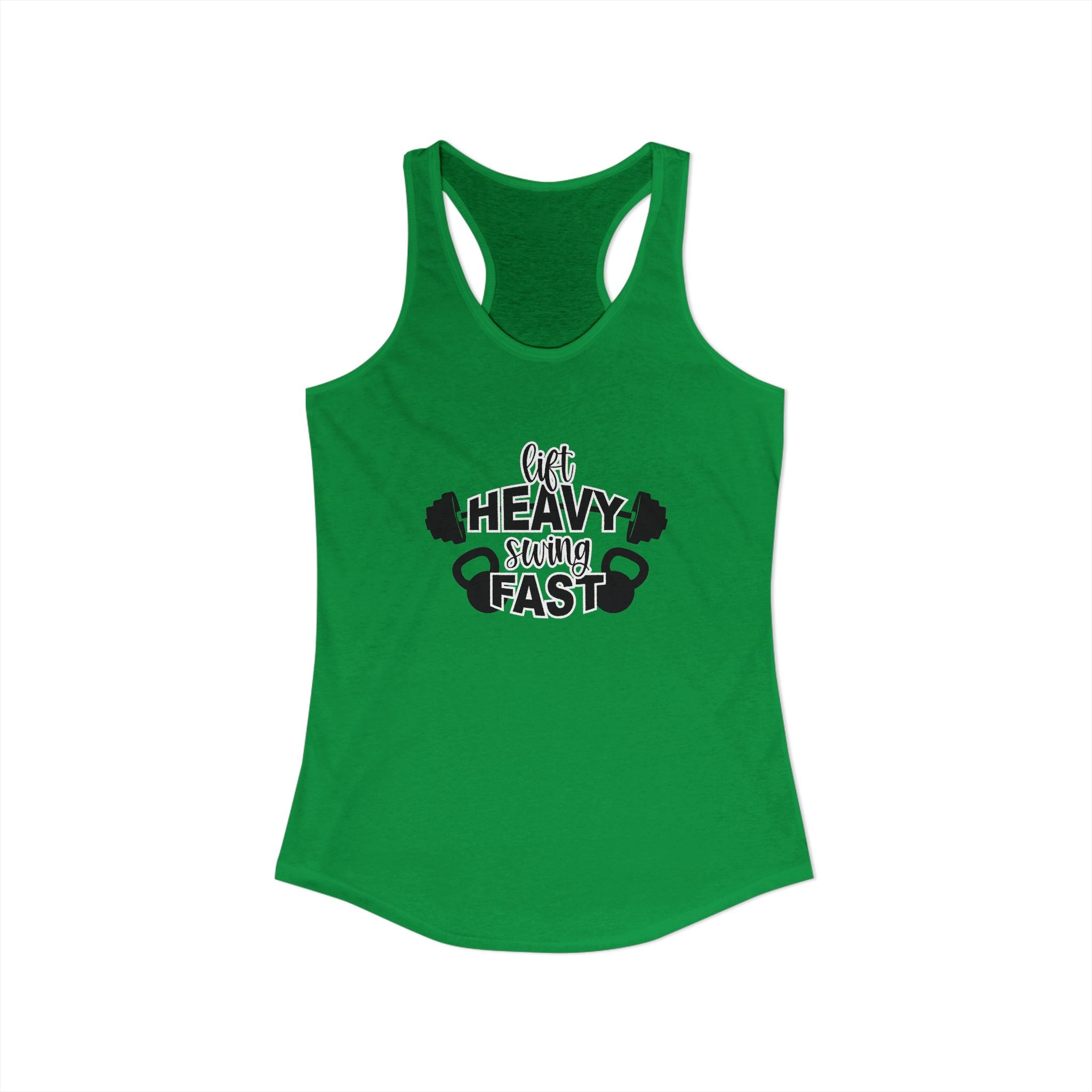 Lift Heavy Swing Fast - Women's Ideal Racerback Tank - Black Logo Front & Back