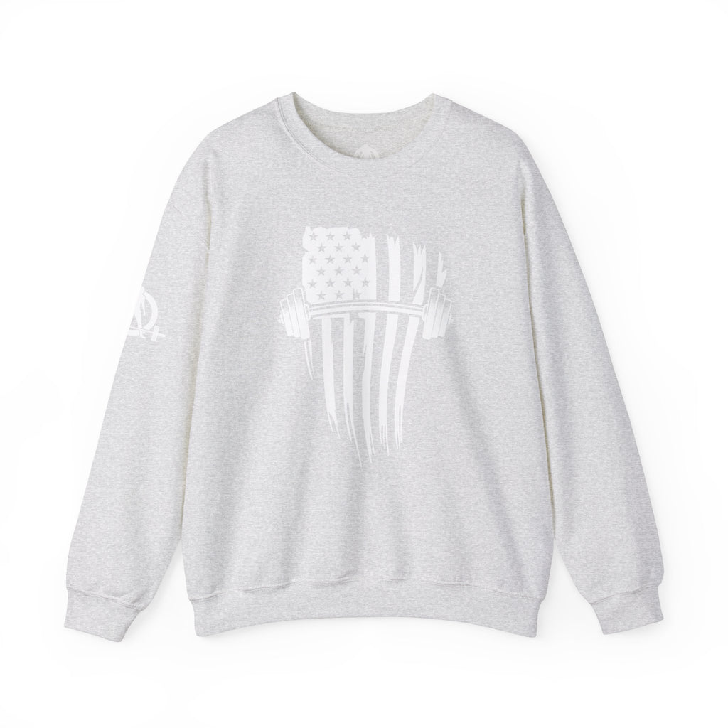 USA Barbell - Unisex Heavy Blend™ Crewneck Sweatshirt - White Logo