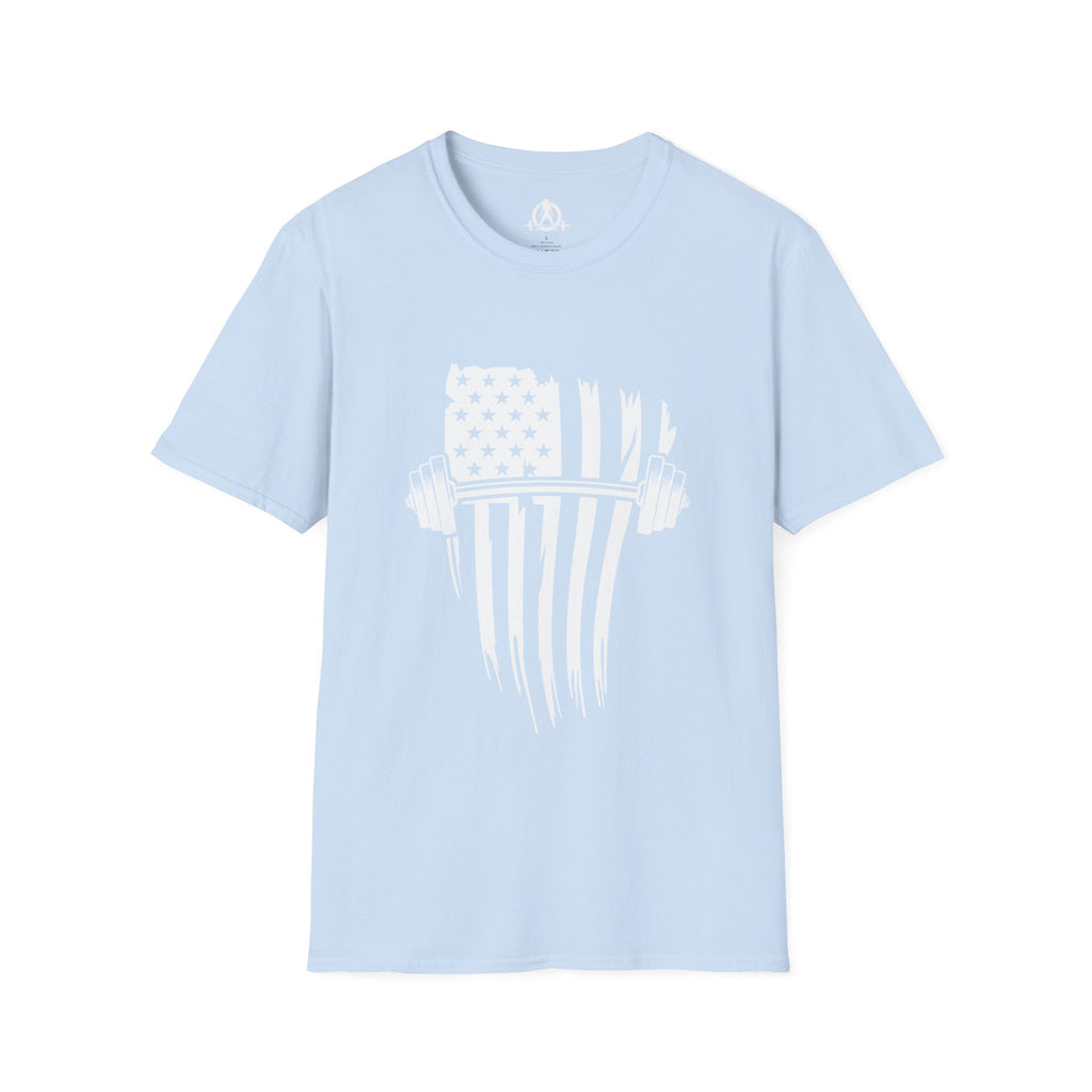 USA Barbell  - Unisex Softstyle T-Shirt - White Logo - Plain Back