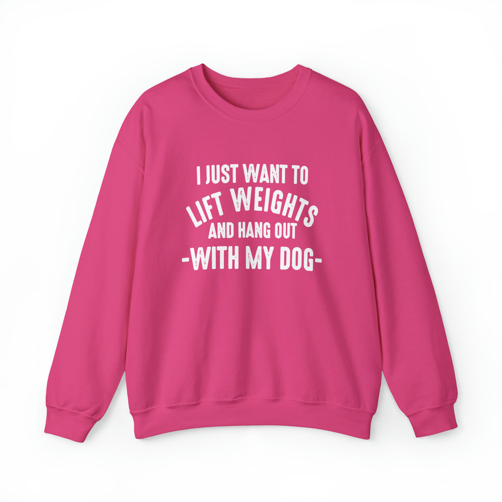 Lift Weights & Hang Out With My Dog - Unisex Heavy Blend™ Crewneck Sweatshirt - Light Logo