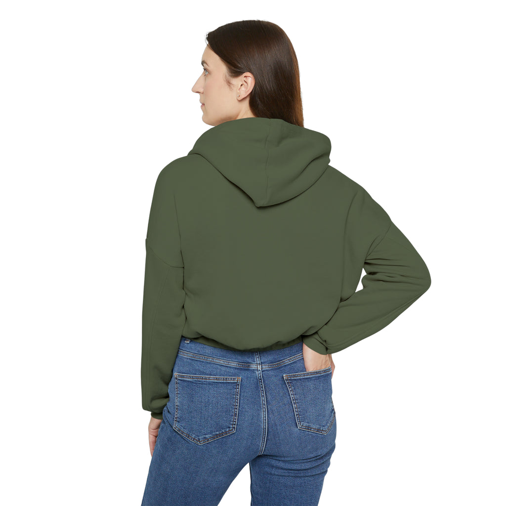 Women's Cinched Bottom Hoodie - Black Distressed Logo