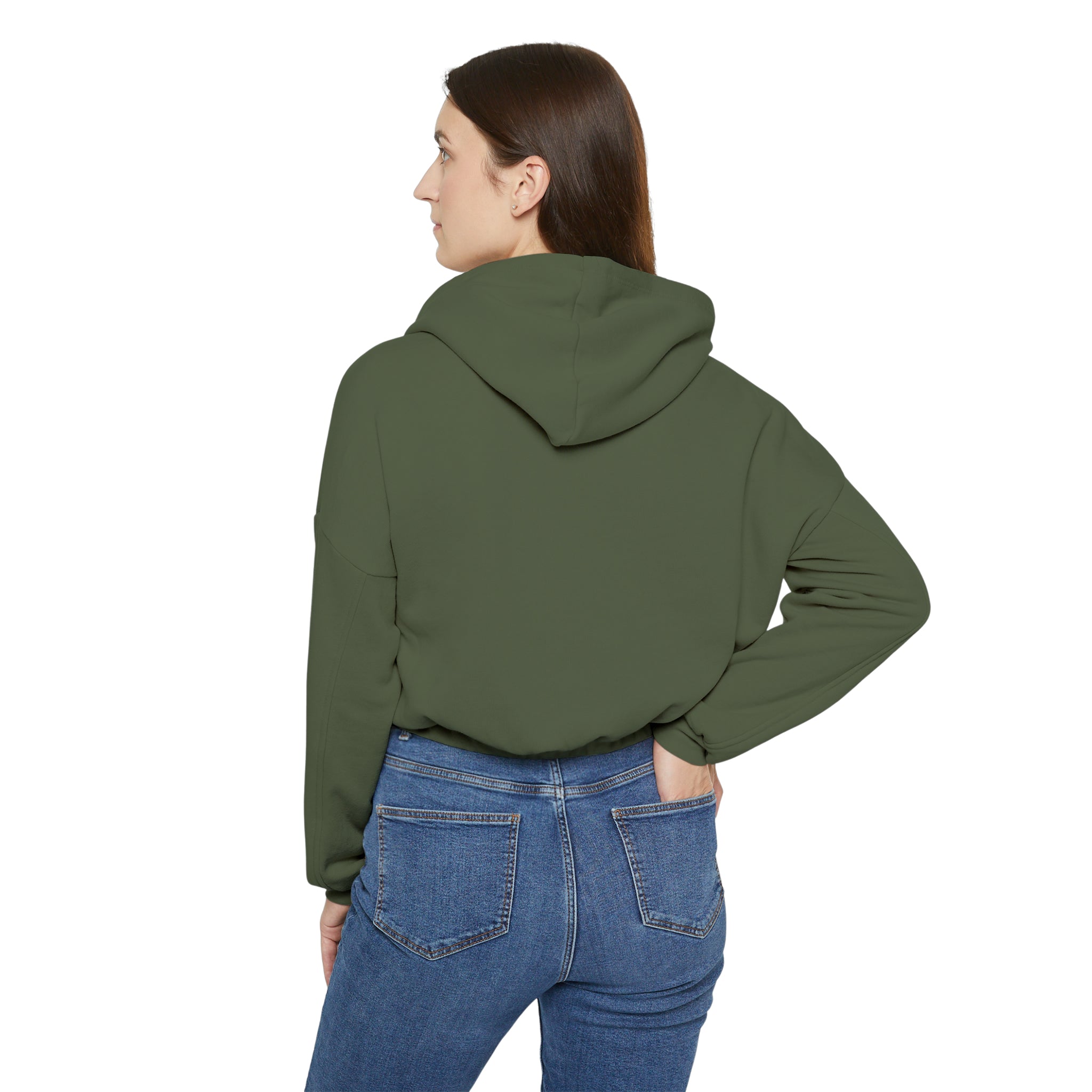 Women's Cinched Bottom Hoodie - Black Distressed Logo