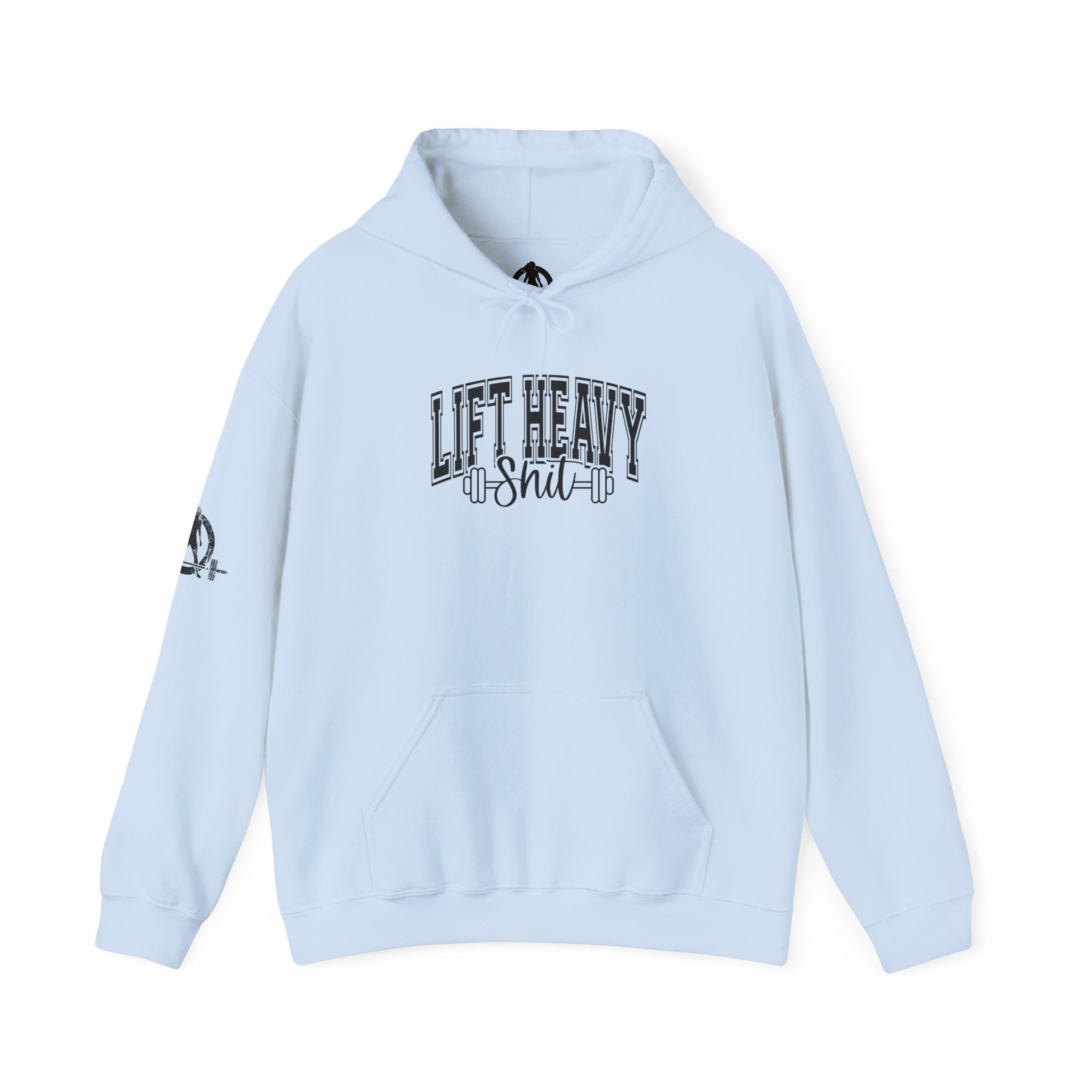 Lift Heavy Shit – Unisex Heavy Blend™ Hooded Sweatshirt (Black Logo Front & Sleeve) 🖤🏋️‍♂️🔥