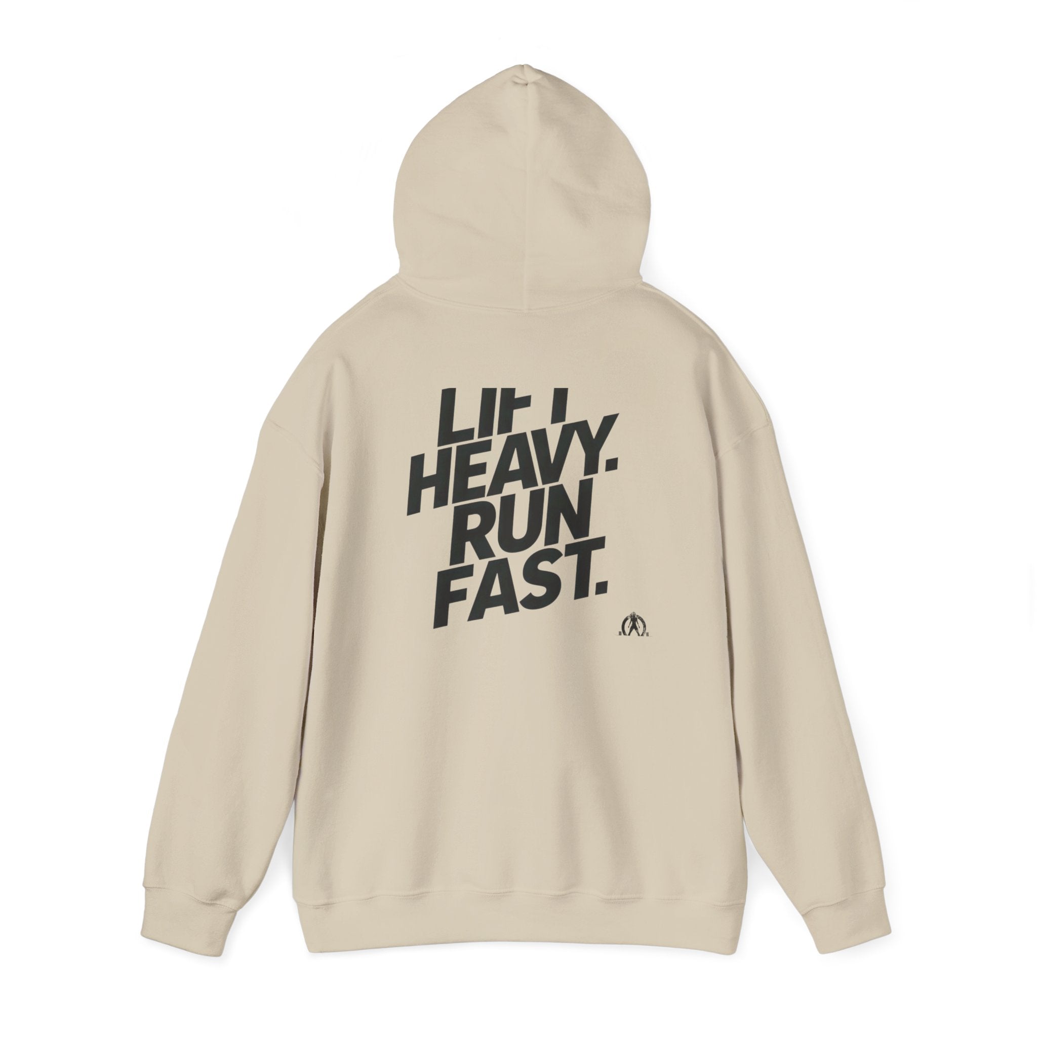 Lift Heavy Run Fast - Unisex Heavy Blend Hooded Sweatshirt  - Front & Back Black Logo