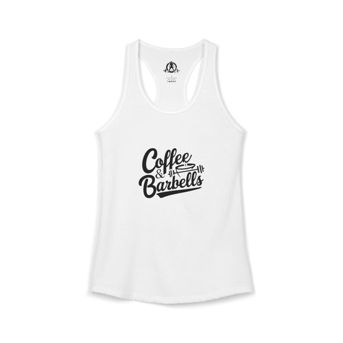 Coffee & Barbells - Women's Ideal Racerback Tank - Black Logo Plain Back
