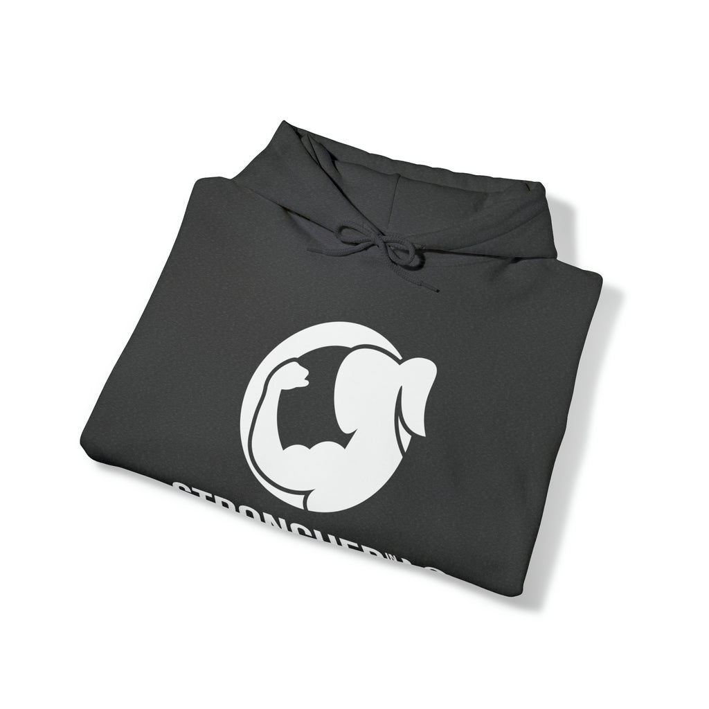 Strong Her in 42 - Classic Logo White - Unisex Heavy Blend Hooded Sweatshirt