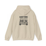 Everything Hurts & I'm Hungry  - Unisex Heavy Blend Hooded Sweatshirt  - Black Print Front and Back