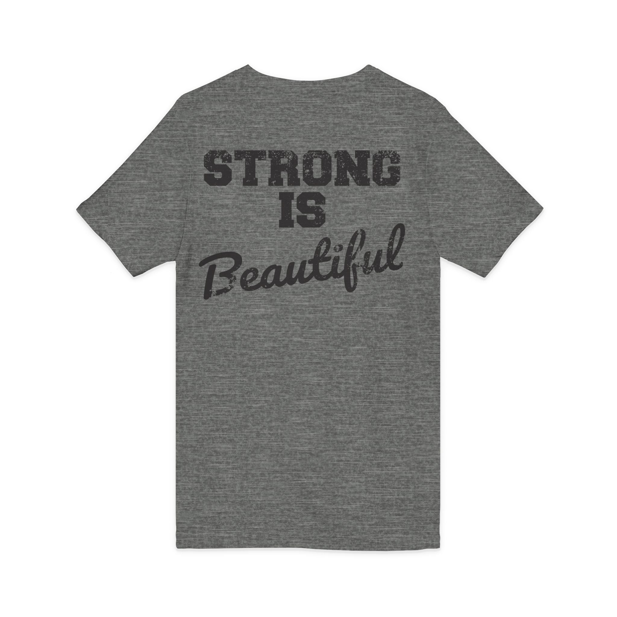 Strong Is Beautiful - Distressed Black Logo - Unisex Jersey Short Sleeve V-Neck Tee