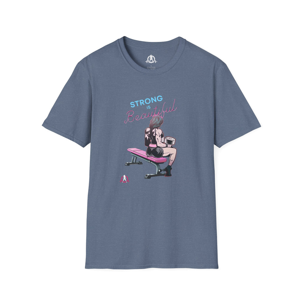 Strong Is Beautiful - Comic - Unisex Softstyle T-Shirt - White Print on Front Plain Back