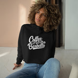 Coffee & Barbells - Crop Hoodie - Black with White Logo