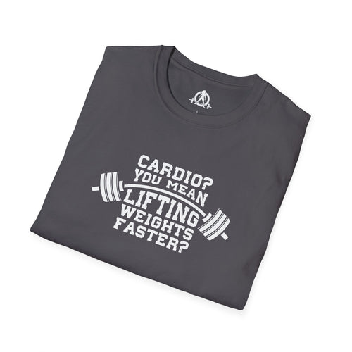 Cardio? Lift Weights Faster - Unisex Softstyle T-Shirt - Front Logo