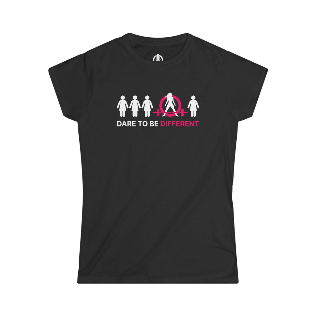 Dare To Be Different - Deadlift - Women's Softstyle Tee - Logo on Front - Plain Back