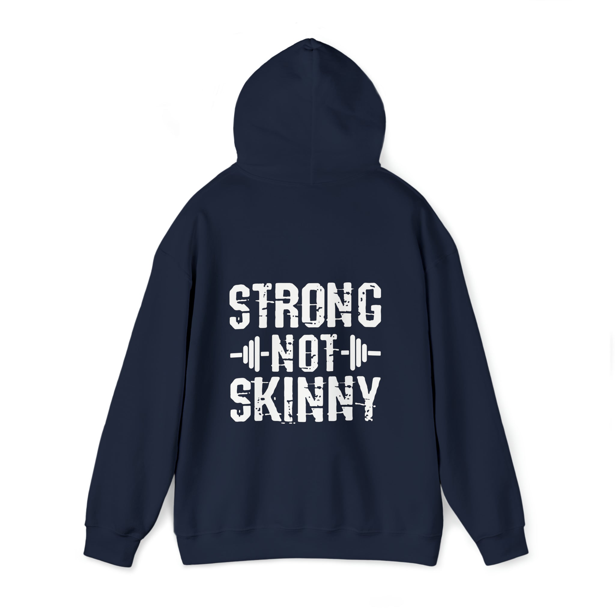 Strong Not Skinny - White Distressed Logo - Unisex Heavy Blend Hooded Sweatshirt