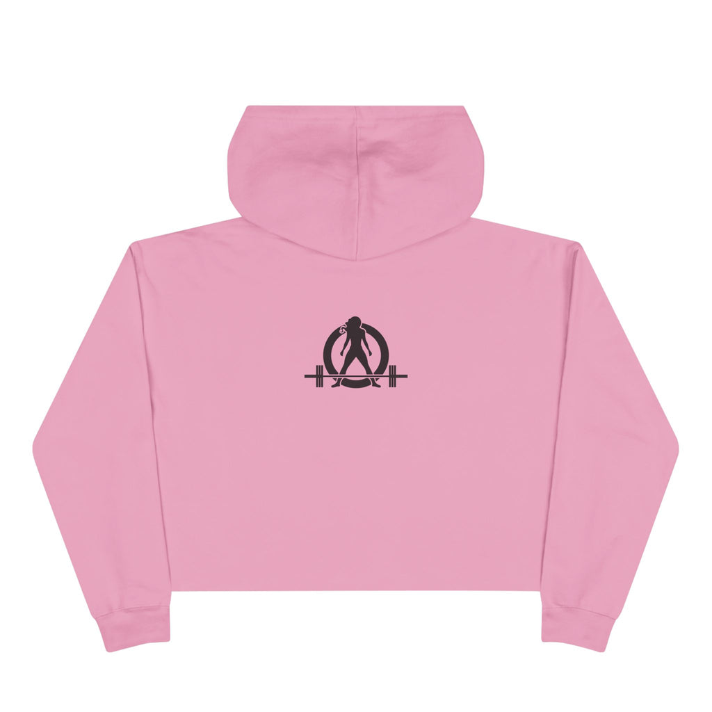 Strong Not Skinny - Empowered Crop Hoodie – For Strong Women Who Lift - Black Distressed Logo