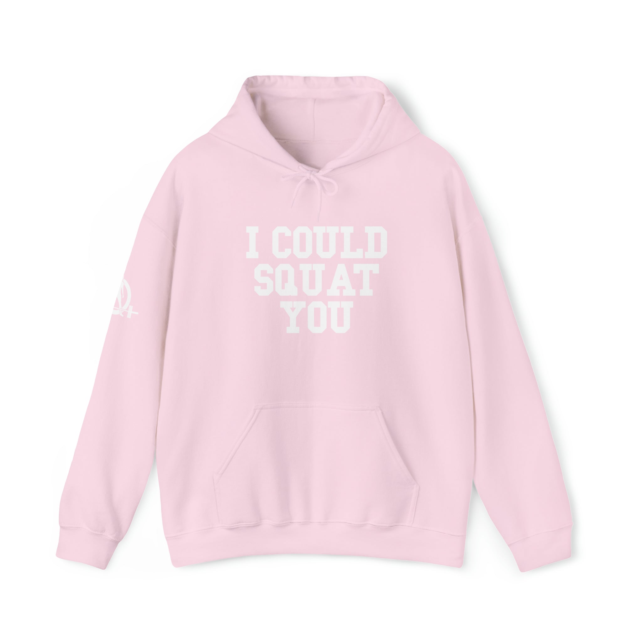 I Could Squat You - Classic Logo White - Unisex Heavy Blend Hooded Sweatshirt Print on Front