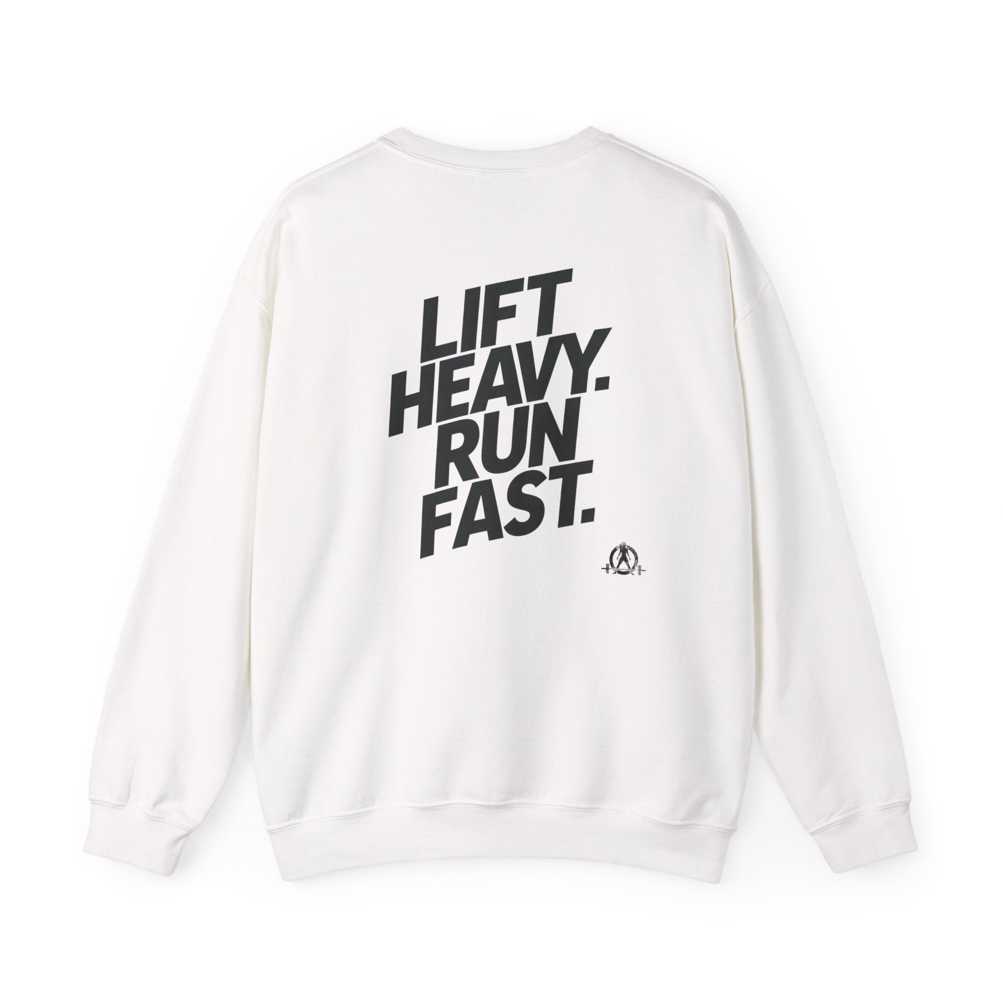 Lift Heavy Run Fast - Unisex Heavy Blend™ Crewneck Sweatshirt - Black Logo Front & Back