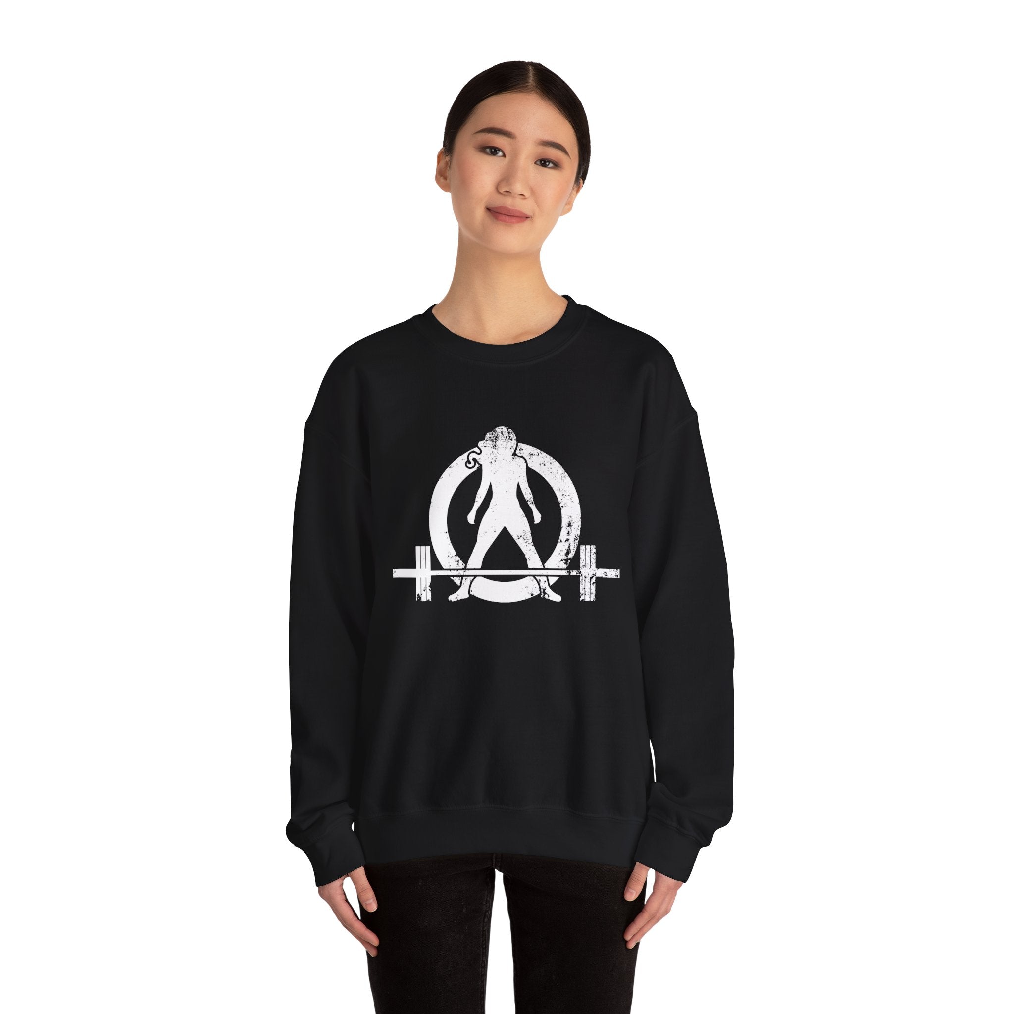 Distressed Logo - Unisex Heavy Blend™ Crewneck Sweatshirt - White Logo