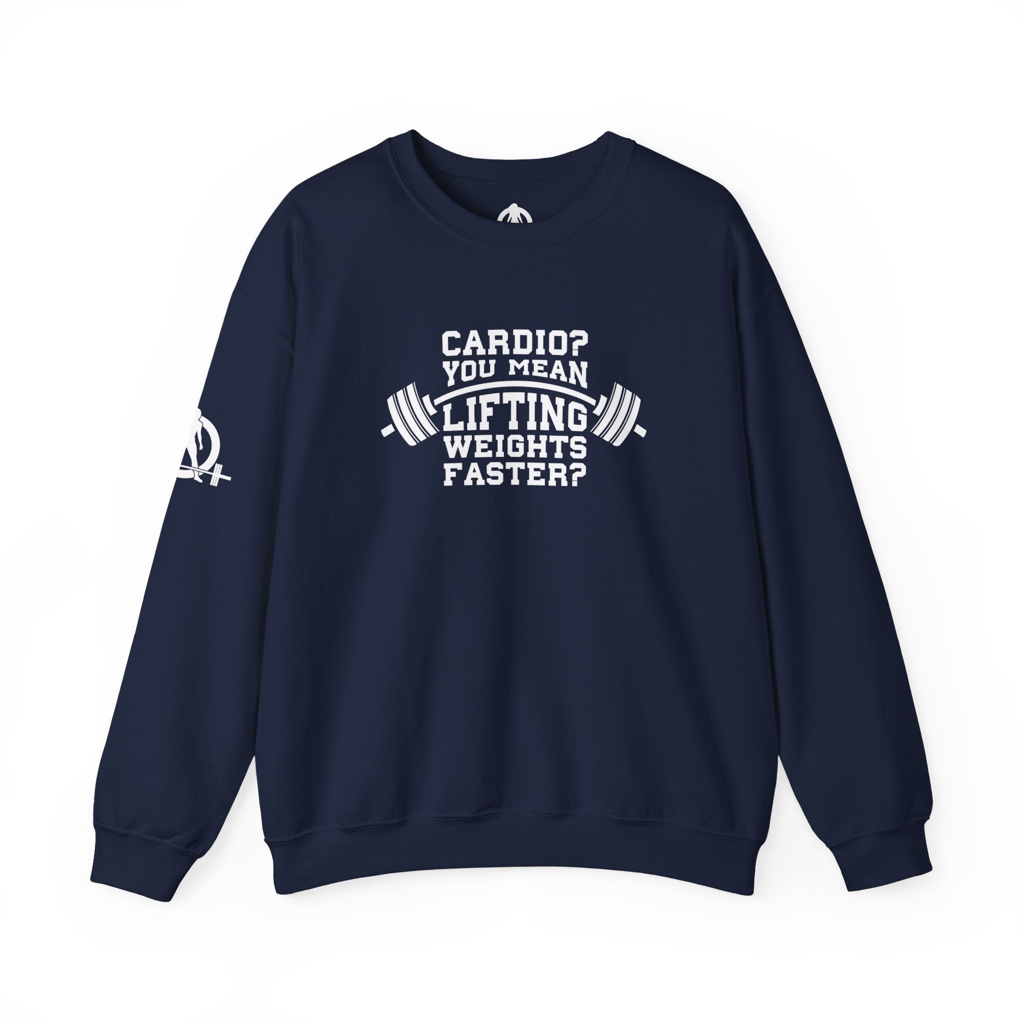 Cardio = Lift Weights Faster - Unisex Heavy Blend™ Crewneck Sweatshirt - Front  Logo