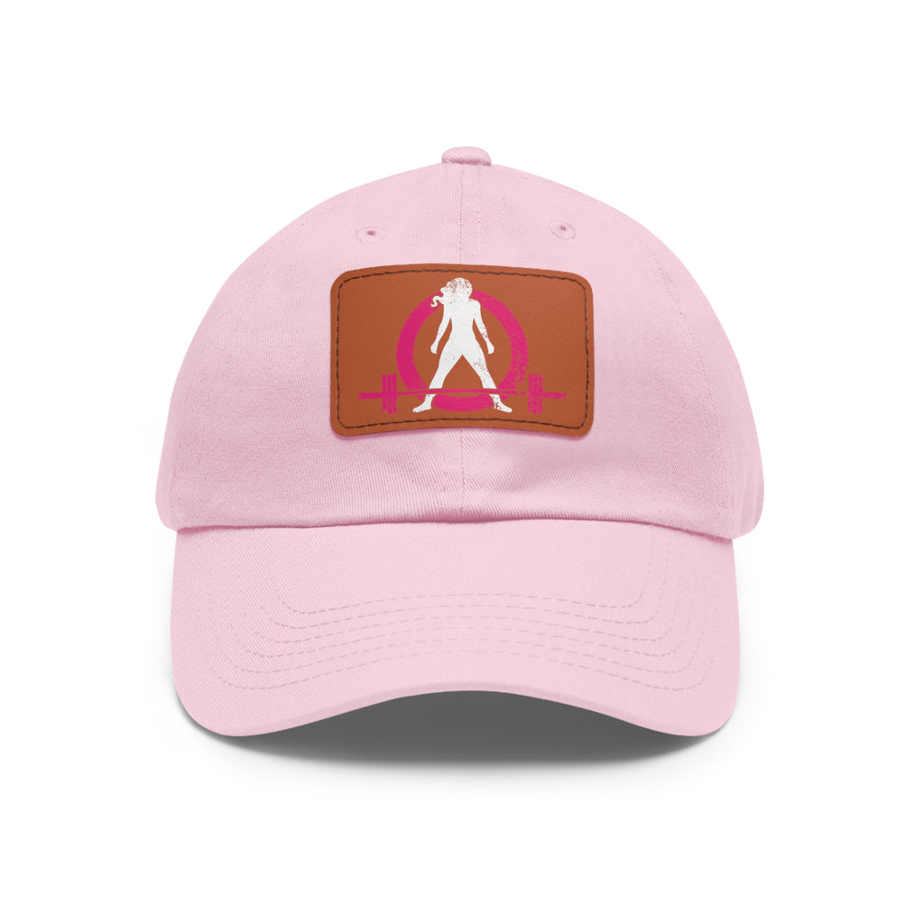 Distressed - Dad Hat with Leather Patch (Rectangle) - Color Font