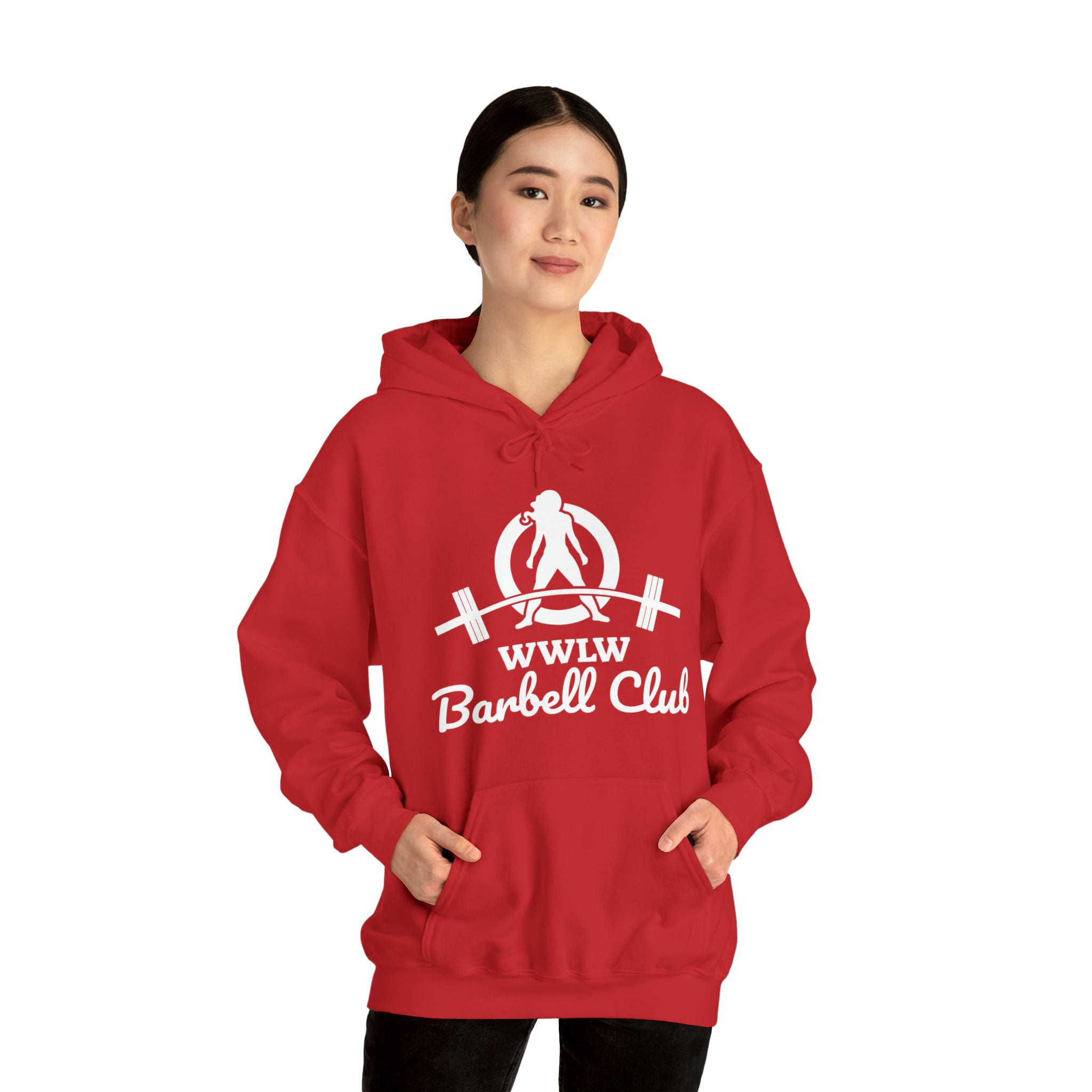 Barbell Club Classic Logo White - Unisex Heavy Blend Hooded Sweatshirt (BEST SELLER)