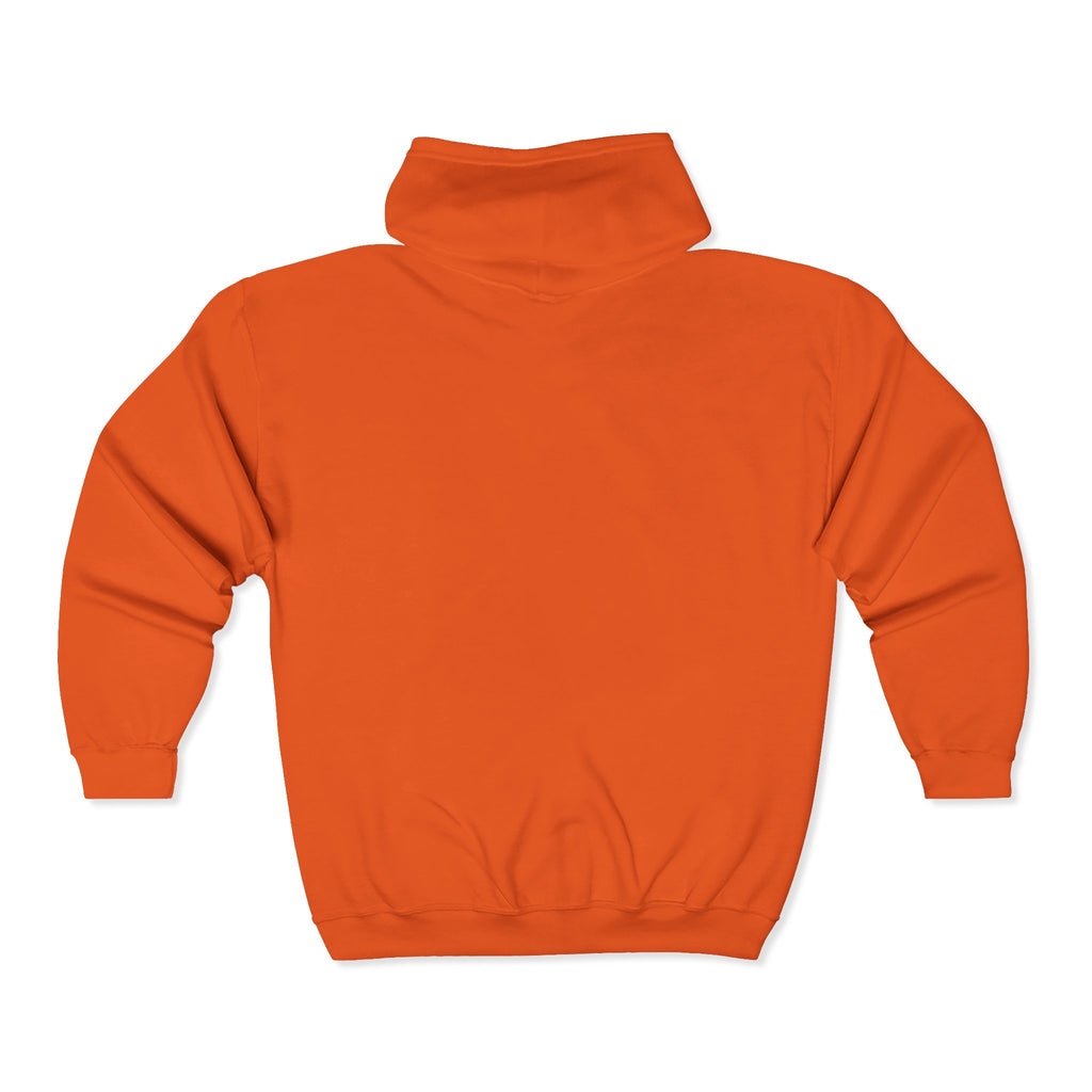 Unisex Heavy Blend™ Full Zip Hooded Sweatshirt - Distressed White Logo