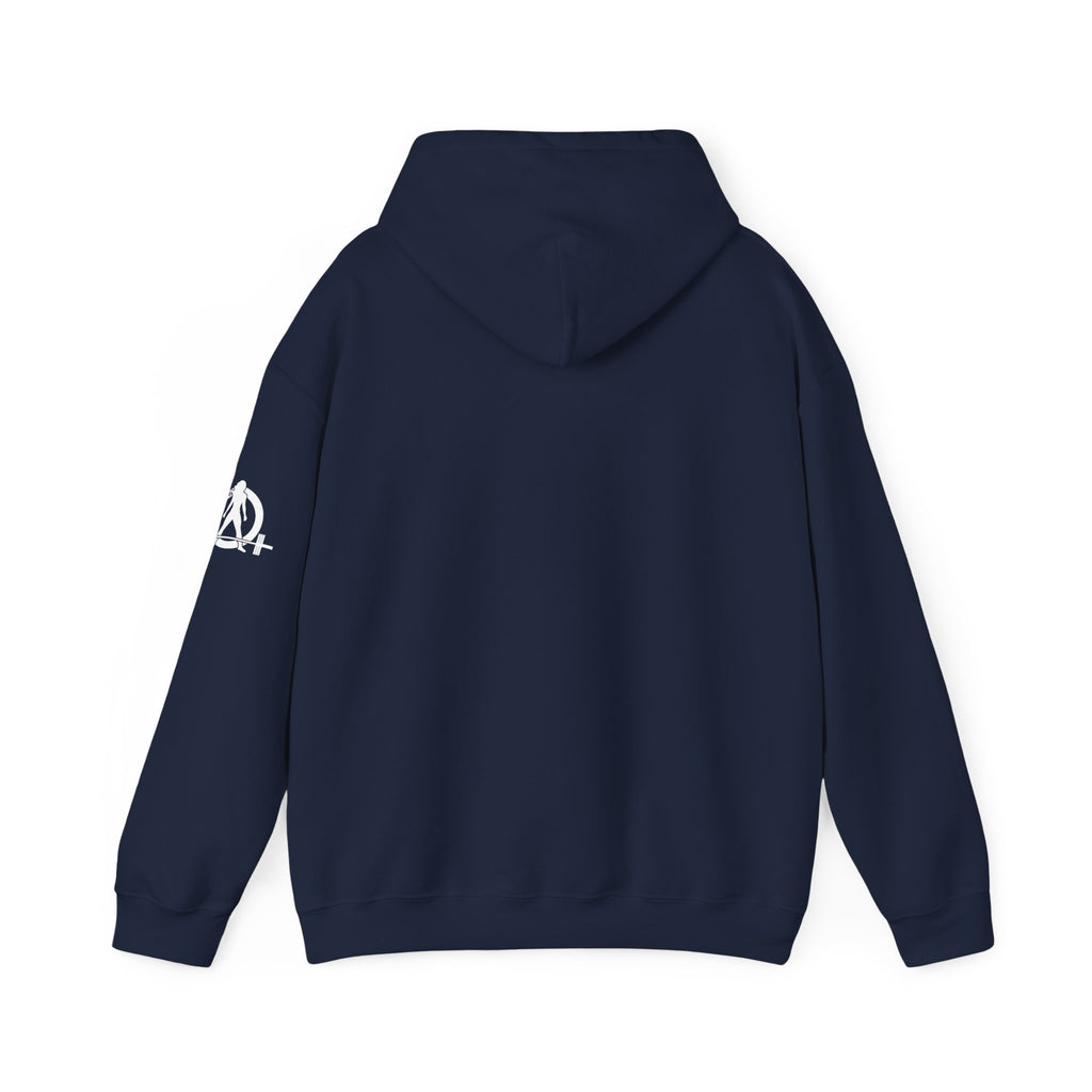 45 + 45 = 135  - Unisex Heavy Blend Hooded Sweatshirt  - White Print on Front & Arm
