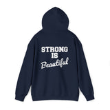 Strong Is Beautiful - Unisex Heavy Blend Hooded Sweatshirt - Distressed White Logo -  (BEST SELLER)