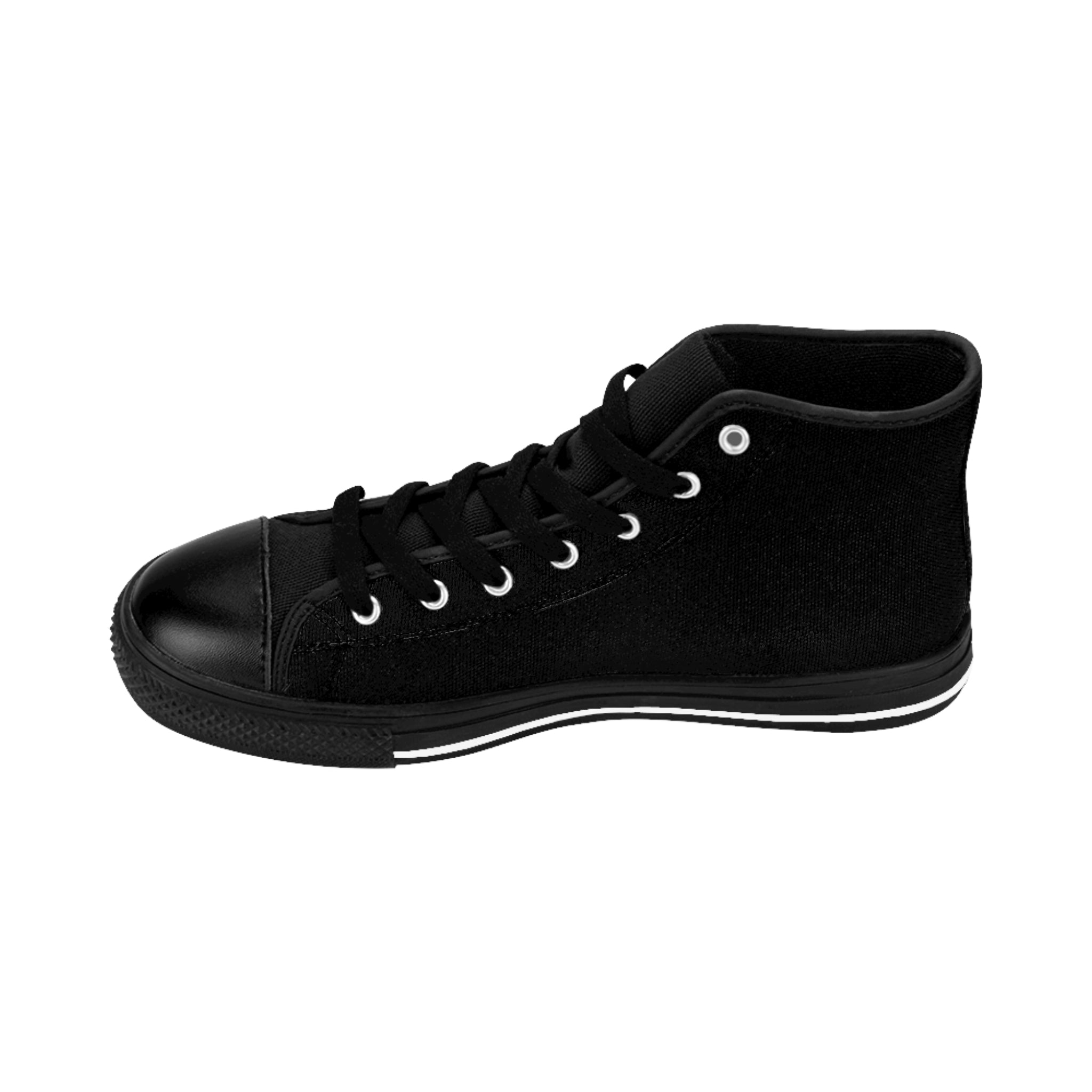 Women's Classic Sneakers - Black - Distressed White Logo
