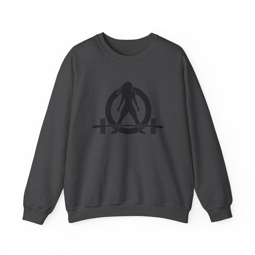 Lift Heavy Run Fast - Unisex Heavy Blend™ Crewneck Sweatshirt - Black Logo Front & Back