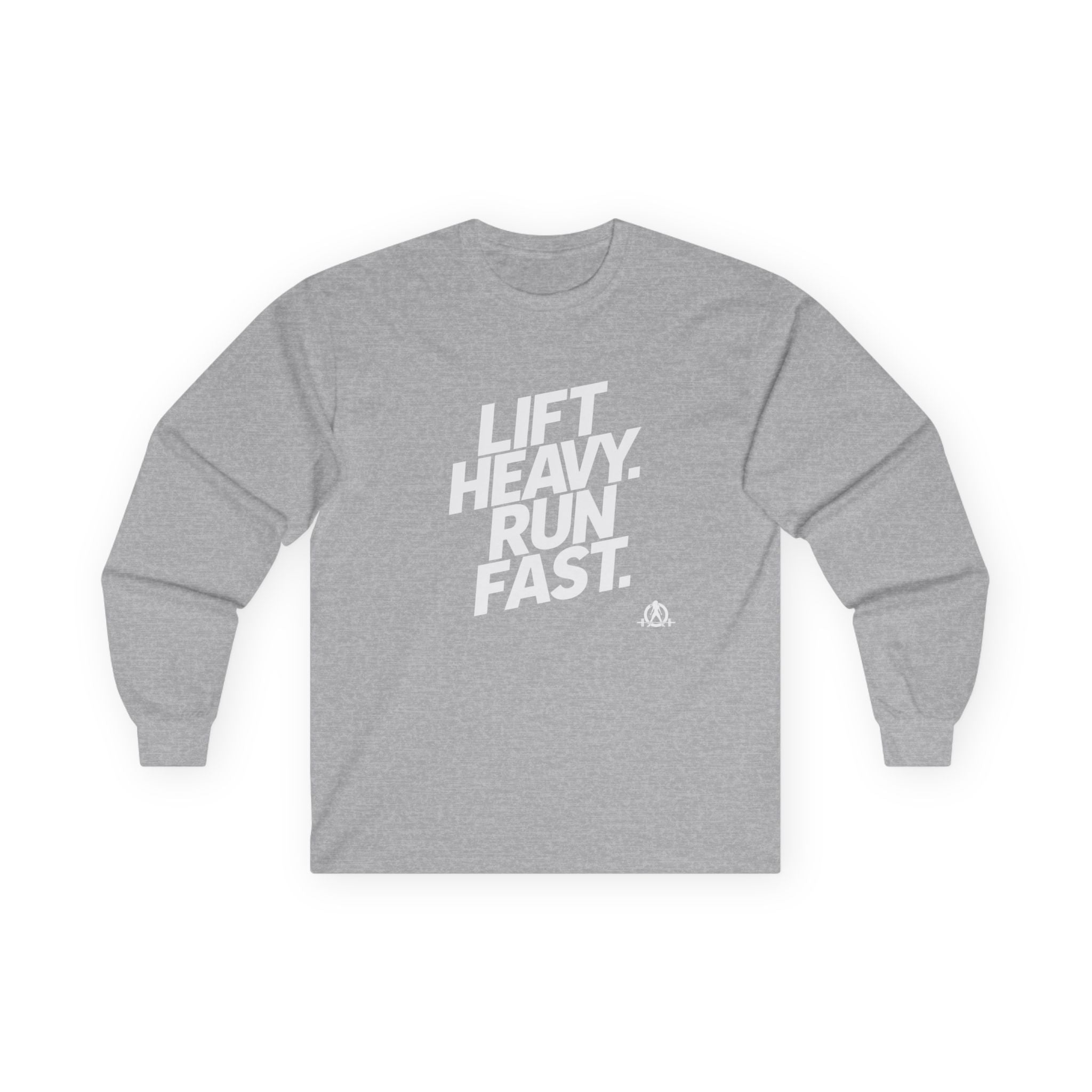 Lift Heavy Run Fast - Ultra Cotton Long Sleeve Tee - White Logo Front