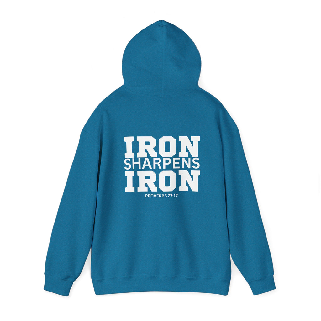 Iron Sharpens Iron - Unisex Heavy Blend Hooded Sweatshirt - White Print on Front & Back