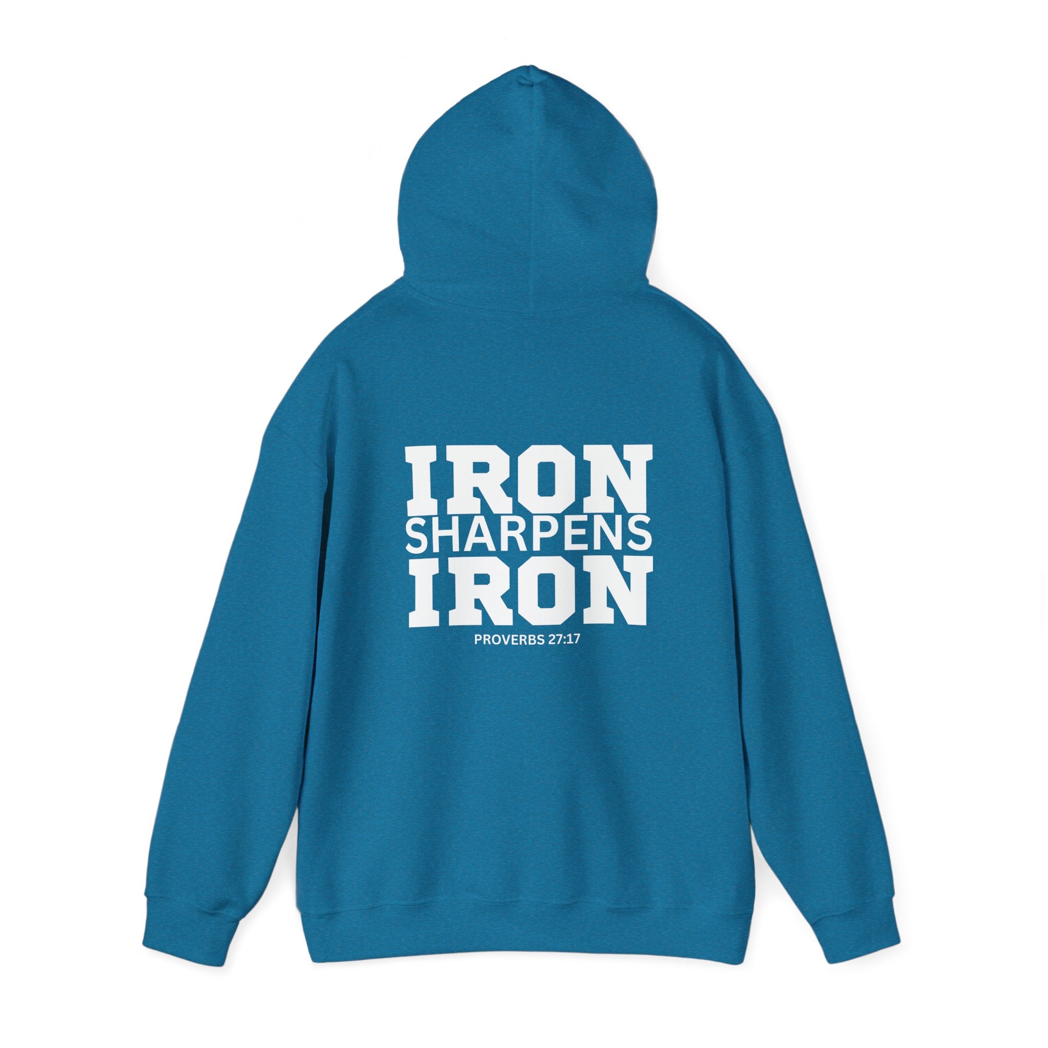 Iron Sharpens Iron - Unisex Heavy Blend Hooded Sweatshirt - White Print on Front & Back