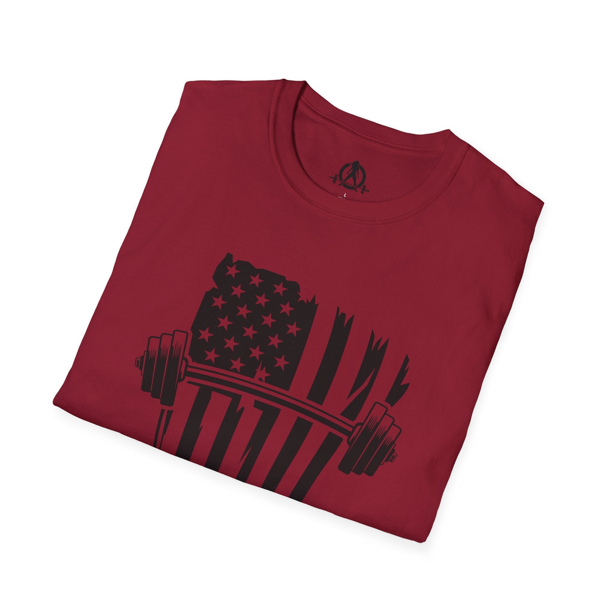 USA Barbell  - Unisex Softstyle T-Shirt - Black Logo - Plain Back