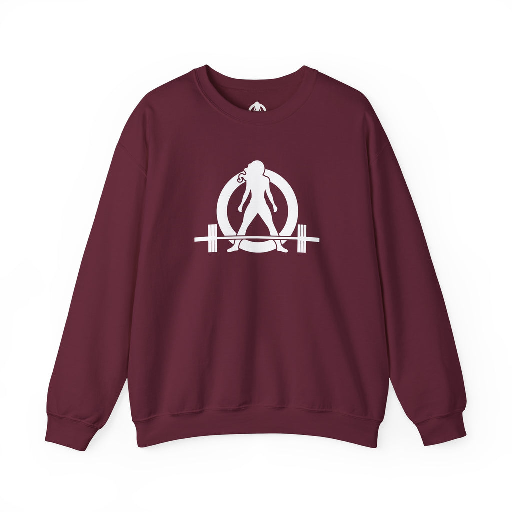 Workout To Burn Off The Crazy - Unisex Heavy Blend™ Crewneck Sweatshirt - Front White Logo - Front & Back Print