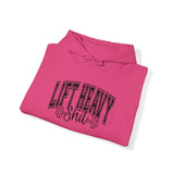 Lift Heavy Shit - Unisex Heavy Blend Hooded Sweatshirt - Black Logo on Front & Right Sleeve