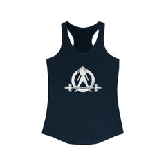 WWLW Distressed White Logo - Racer Back Tank Top - Women's Ideal Racerback Tank - Plain Back