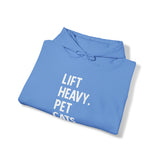 Lift Heavy Pet Cats - Unisex Heavy Blend Hooded Sweatshirt - White Front Logo